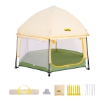 Pop-Up Baby Playpen with Removable Canopy, Portable Six-Sided Play Yard with Breathable Mesh for Outdoor, 150L x 150W x 105H cm, Green