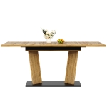 Modern Extendable Dining Table with Grooved Support Legs, Space-Saving Kitchen Table for Flats and Dining Rooms, 120L x 80W x 76H cm, Oak