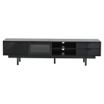 Modern Minimalist TV Cabinet with Cable Management, Sideboard with 2 Doors, 2 Drawers and 1 Open Shelf, 200L x 40W x 50.5H cm, Black
