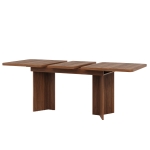 Extendable Dining Table with Grooved V-Shaped Legs, Space-Saving Dining Table for Flats and Family Meals, 120-160L x 80W x 76H cm, Walnut