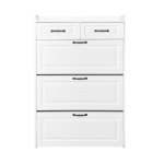 Modern Wooden Shoe Cabinet with 3 Flip Louvered Doors and 2 Drawers, Space-Saving Entryway Storage for Hallway, 80L x 23.5W x 131H cm, White