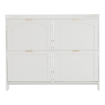 Modern Wooden Shoe Cabinet with 4 Flip Drawers and Open Shelves, Space-Saving Organiser Cupboard for Hallway, 110L x 24W x 90H cm, White