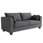 HOMCOM 3 Seater Sofa, Linen Upholstered Sofa Couch with Spring Cushions, Thick Padding, Wide Padded Armrests, Dark Grey