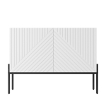 Modern Wooden Sideboard Storage Cabinet with 2 Doors, Freestanding Buffet Cupboard with Raised Metal Legs, 100L x 40W x 75H cm, White