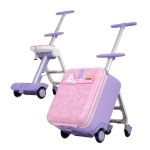 Fun Ride-On Kids Suitcase with Universal 360 Wheels, 3-in-1 Trolley Cabin Hand Luggage Carry On Bag with Armrests, 39L x 28.5W x 57H cm, Pink