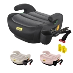 I-Size Booster Seat with ISOFIX and ECE R129, Car Seat with Washable Cover and Cup Holder for Children 125-150 cm, 40L x 42W x 17H cm, Black
