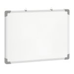 HOMCOM Quadro Magnético com Estrutura de Liga de Alumínio 60x45cm Quadro Magnético com Apagador 4 Marcadores e 10 Ímás Branco