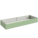 Outsunny Metal Raised Garden Bed Planter Box Outdoor Planters for Growing Flowers, Herbs, Green, Light Green