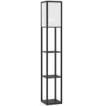 HOMCOM Stehlampe mit 3 Regalen, Stehleuchte mit E27 Fassung, 26 x 26 x 160 cm, für Wohn-/Schlafzimmer (Ohne Glühbirne)