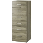 HOMCOM Cómoda de 6 Cajones Cajonera Alta para Dormitorio con Antivuelco 40x40x110 cm Gris Claro