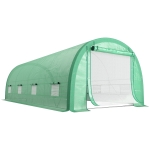 Outsunny 6 x 3(m) Polytunnel Greenhouse with Upgraded Structure, Mesh Door and Windows, 15 Plant Labels, Green