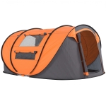 Outsunny Tenda da Campeggio Pop Up 3 Posti con 2 Porte, 4 Finestre e Telo, 263.5x220x123 cm, Arancione