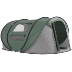 Outsunny Tienda de Camping Pop-up con Ventanas Bolsillos y Bolsa de Transporte Impermeable Anti-UV 263,5x220x123 cm Verde y Gris