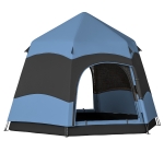 Outsunny 3 Man Instant Pop Up Tent with Rainfly, Portable Camping Shelter with Sewn-in Groundsheet, Carry Bag, Blue