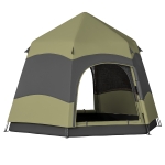Outsunny 3 Man Instant Pop Up Tent with Rainfly, Portable Camping Shelter with Sewn-in Groundsheet, Carry Ba, Dark Green