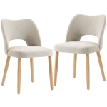 HOMCOM Dining Chairs Set Upholstered Kitchen Chenille Tool Free Assembly Rubberwood Legs, Beige