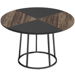 HOMCOM Masă de Dining Rotundă pentru 4-6 Persoane, Blat Bicolor MDF și Metal, 120x120x75 cm, Maro Rustic și Negru