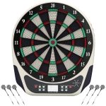HOMCOM Bersaglio Freccette Elettronico in Plastica con 6 Freccette, Effetti Sonori e Visivi, 44 x 50 x 3.2cm, Nero