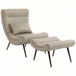 HOMCOM Sillón con Reposapiés Asiento Ancho Cojín Lumbar y Respaldo Curvo Tapizado en Leathaire Patas de Acero Blanco Crema