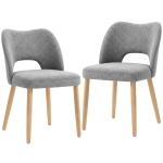 HOMCOM Dining Chairs Set Upholstered Kitchen Chenille Tool Free Assembly Rubberwood Legs, Grey