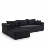 Modulares L‑Ecksofa mit Chaiselongue, platzsparendes, minimalistisches Design, tiefes Sitzgefühl, 279x179x83 cm, Schwarz