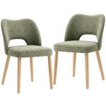 HOMCOM Dining Chairs Set Upholstered Kitchen Chenille Tool Free Assembly Rubberwood Legs, Green