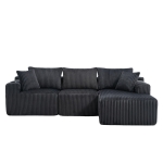 Modulares Sofaset mit Liegestühlen und Doppelbetten, 5 Kissen und 2 Getränkehaltern， 257X160X62 cm, Grau