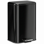 HOMCOM 20 L Kitchen Pedal Bin, Metal Rubbish Bin with Removable Inner Bucket, Soft-Close & Stay-Open Lid, High Gloss Black