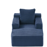 Knochenloses Cordsofa, bequemes Schlafsofa / unzusammengebauter Liegestuhl, Liegestuhl für Wohnzimmer und Büro, 81L x 117B x 50H cm, Blau