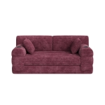 Doppeltes komprimiertes Cordsofa, Metallrahmen, 2 Becherhalter und 4 Seitentaschen, 168L x 80B x 81H cm, Weinrot
