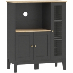 HOMCOM Móvel Armário para Micro-ondas para Cozinha com 1 Nicho 3 Portas Passa-cabos 80x35x97 cm Preto e Aspecto Madeira