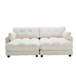 Das schwarze Cord-Doppelsofa verfügt über 2 Kissen, 4 Becherhalter und 4 Seitentaschen, kann in zwei unabhängige Sitze geteilt werden, 224L x 140B x 81H cm , Beige