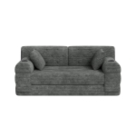 Doppeltes komprimiertes Cordsofa, Metallrahmen, 2 Becherhalter und 4 Seitentaschen, 168L x 80B x 81H cm, Dunkelgrau