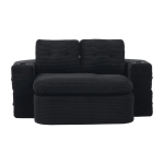 2-in-1 Cordsofa mit verstellbarer Funktion, 2 Getränkehaltern, hohe Rückenlehne und extra tiefe Sitzfläche, 165L x 97B x 61H cm,Schwarz
