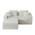Knochenlose Sofabestuhlung mit rutschfester Basis, mit breiten Armlehnen, bequemen Rückenlehnen und einem hochelastischen Polster, Maße 259,5 L x 96 B x 64,5 H cm, Weiß