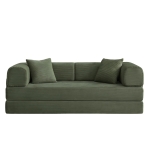 Knochenloses modulares Sofa, umbaubar in ein Bett, umfasst 2 Polster und einen Stahlrahmen, 204L x 97B x 65H cm, Grün