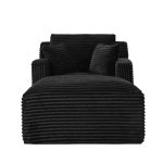 Moderner Cord-Loungesessel, bequemes Schlafsofa/Liegestuhl, geeignet für Wohnzimmer und Büro, 100L x 166B x 72H cm,Schwarz