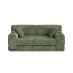 Doppeltes komprimiertes Cordsofa, Metallrahmen, 2 Becherhalter und 4 Seitentaschen, 168L x 80B x 81H cm,Grün