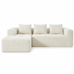 Modernes L-förmiges Wildledersofa, 3 Kissen, fernbedienbare Seitentaschen, 250L x 158B x 60H,Beige