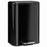 HOMCOM 50 L Kitchen Pedal Bin, Metal Rubbish Bin with Removable Inner Bucket, Soft-Close & Stay-Open Lid, High Gloss Black