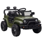 AIYAPLAY 12V Electric Car for Kids with Remote, Dual Motors, Rear Suspension, Soft Start, Music, Lights for 3-8 Years, Dark Green