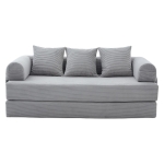 Faltbares Kompressionssofa mit stabilem Metallrahmen, Seitentaschen plus 3 Kissen, 200L x 94B x 67H cm,Hellgrau