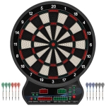 HOMCOM Electronic Hanging Dartboard LED Digital Score Set 27 Games and 202 Variations with 12 Soft Tip Darts