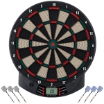 HOMCOM LCD Electronic Dartboard Set Features 26 Games w/ 185 Variations and Include 6 Darts Multi-Game Option Ready-to-Play