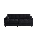 Das schwarze Cord-Doppelsofa verfügt über 2 Kissen, 4 Becherhalter und 4 Seitentaschen, kann in zwei unabhängige Sitze geteilt werden, 224L x 140B x 81H cm , Schwarz