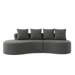 Leinensofa mit 4 Kissen, darunter Getränkehalter und Seitentaschen, 240L x 109B x 63H cm, Khaki