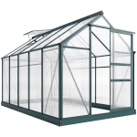 Outsunny Serra da Giardino in Policarbonato Anti UV 190x312x201cm con Finestra e Porta Scorrevole, in Alluminio