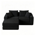 Knochenlose Sofabestuhlung mit rutschfester Basis, mit breiten Armlehnen, bequemen Rückenlehnen und einem hochelastischen Polster, Maße 259,5 L x 96 B x 64,5 H cm, Schwarz