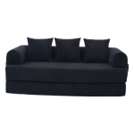 Faltbares Kompressionssofa mit stabilem Metallrahmen, Seitentaschen plus 3 Kissen, 200L x 94B x 67H cm,Schwarz