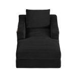 Knochenloses Cord-Freizeitsofa, doppellagiges Design, kann in ein Bett gefaltet werden, 100L x 160B x 64H cm, Schwarz